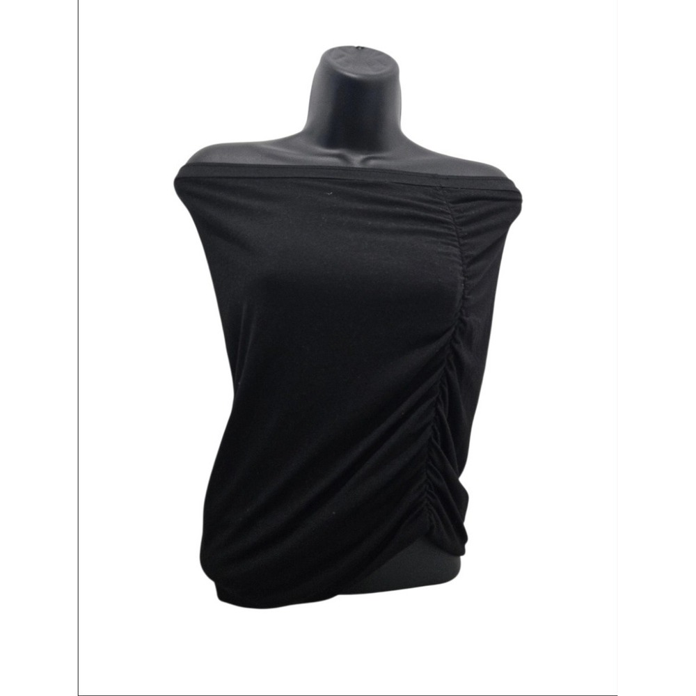 Forever 21 Black Tube Top Size Large Ruched Side Strapless Bodycon Stretch Shirt